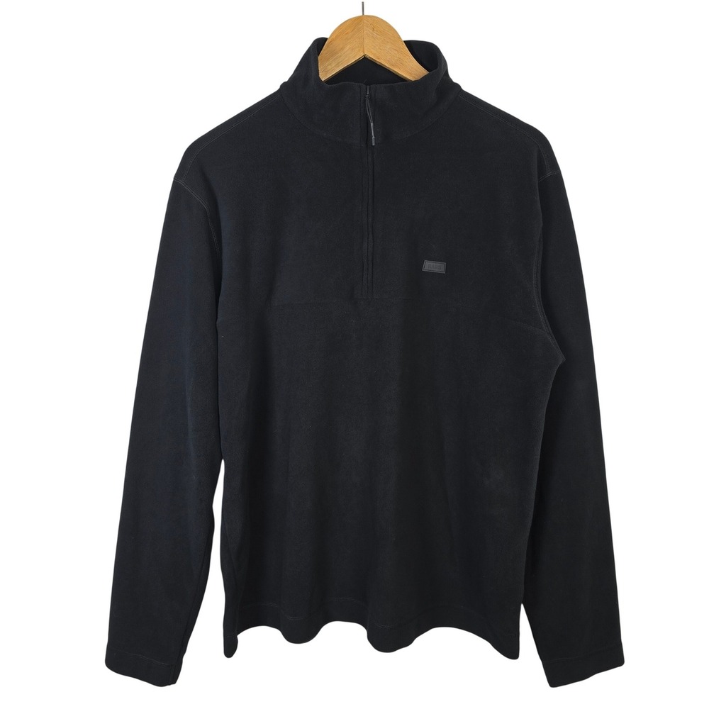 RAINS Addis Mens Fleece Quarter Zip Pullover Sweater Black Mock Neck Size M
